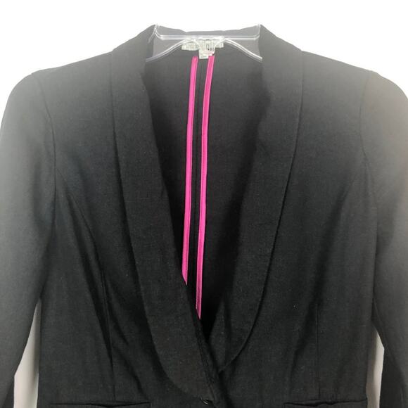 Charlotte Russe Linen Blend Black Blazer Jacket Size Small - Picture 3 of 11